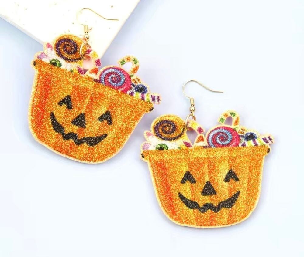 Halloween Pumpkin Candy Drop Earrings